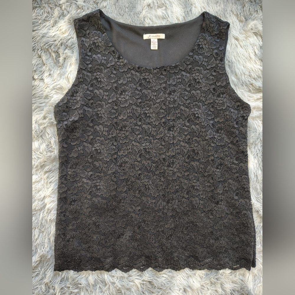 ☀️5/$25☀️ JM Collection Women's Medium Black Lace Lined Sleeveless Blouse